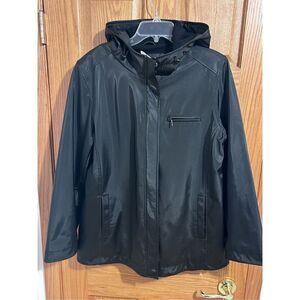 NorthCrest Women’s Black Fleece Hooded Zip Up Jacket Size M/10-12